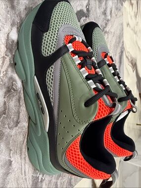Dior Men's Sneakers in Olive Green and Bright Orange